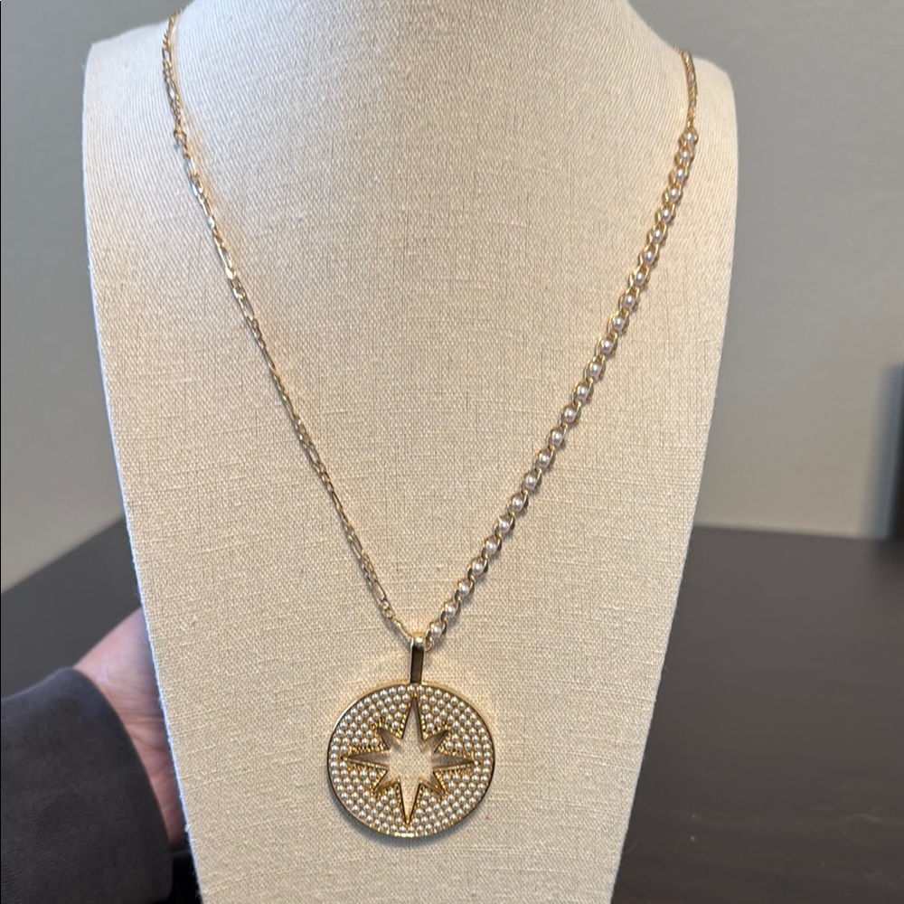 Park Lane long gold and pearled necklace.